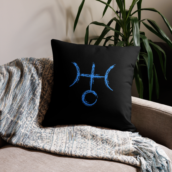 Uranus Glyph Throw Pillow (Black) - 3 Sizes